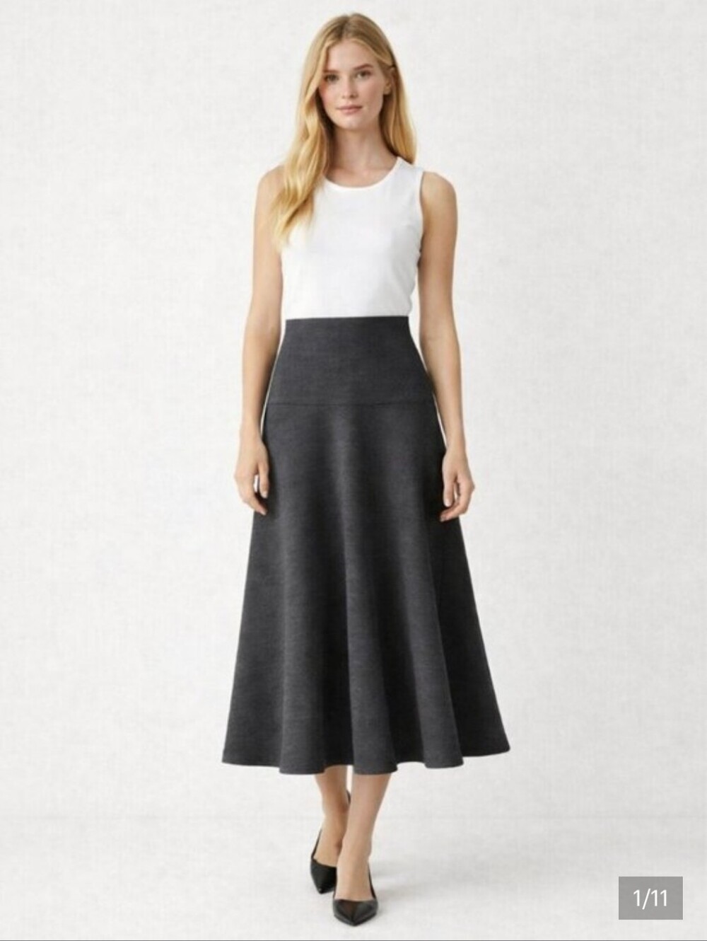New OGL Fuzzluxe Dark Gray Maxi Flared Sweater Skirt Size Small